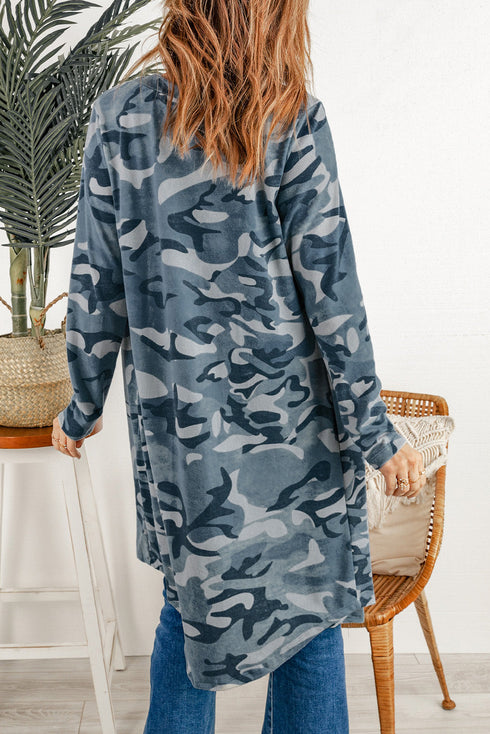 Print Colorblock Long Cardigan